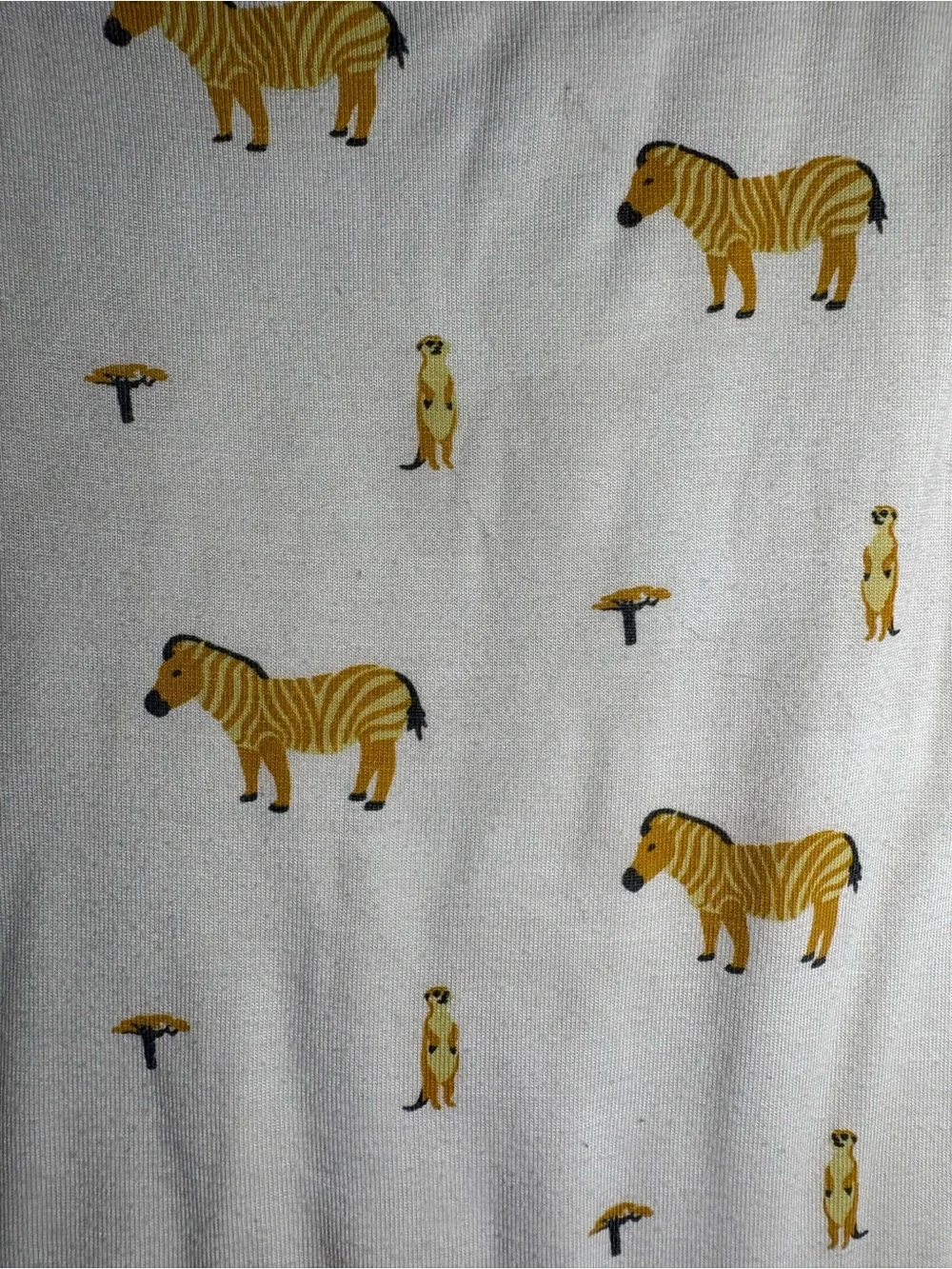 Baby Sleeveless Sleep Sack - White with Mustard Zebra and Meercat Print